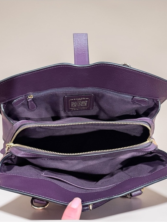COACH Mercer Satchel 30 Grain Leather Aubergine Purple - Picture 8 of 12